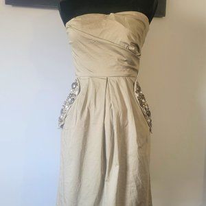 3/$15 Bundle Or Size 6 Strapless Greenish Brown Dress The Limited